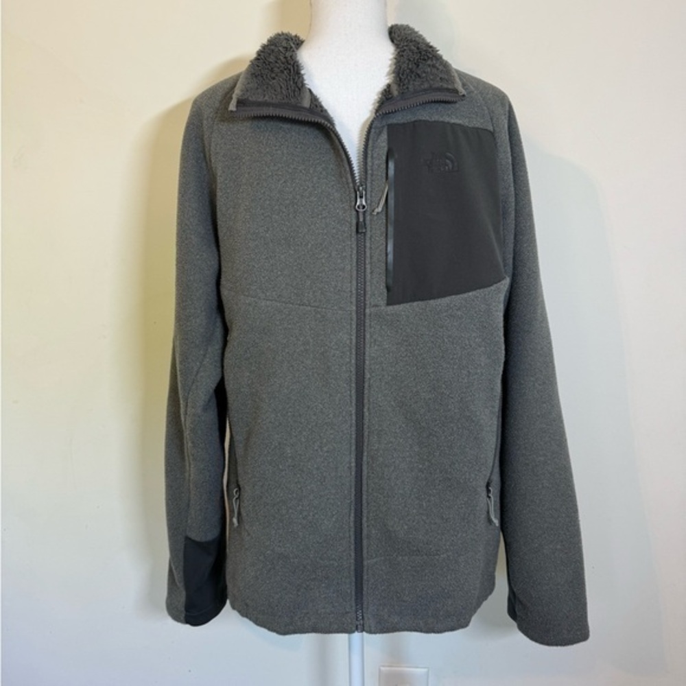 The North Face Men's F14 Black & Gray Long Sleeve Full‎ Zip Fleece Jacket Size L